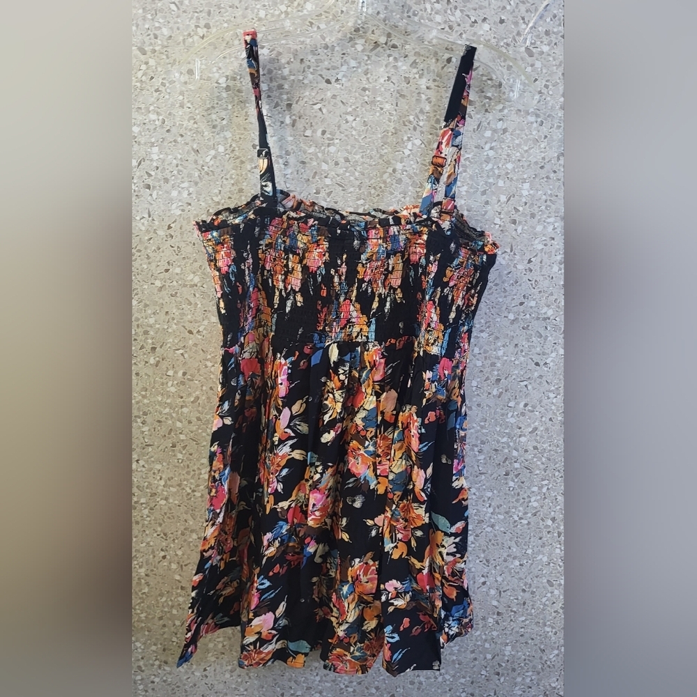 NWT,Torrid,Baby Doll ,Challis Smocked  Top,Floral Deep Black Design, 2XL (18-20)